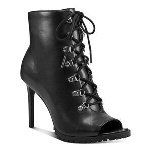 INC Womens Black Arch Support Florita Open Toe Stiletto Zip-Up Dress Shootie 8 M